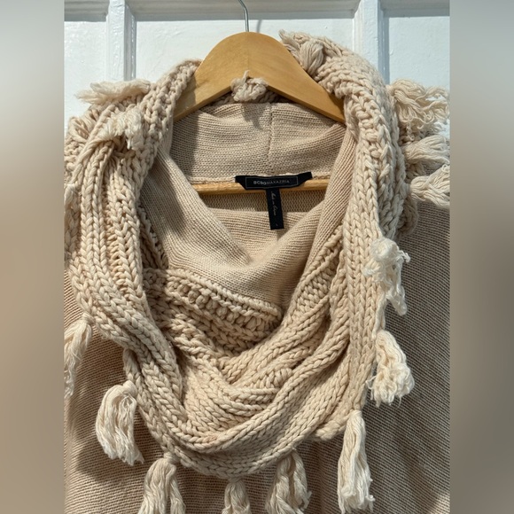 BCBGMaxAzria Tan Sweater with Tassel Scarf - Picture 2 of 3
